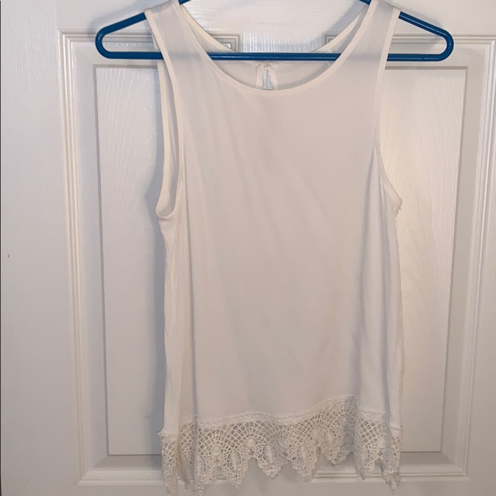Off-White Top with Lace Detailing on the Bottom